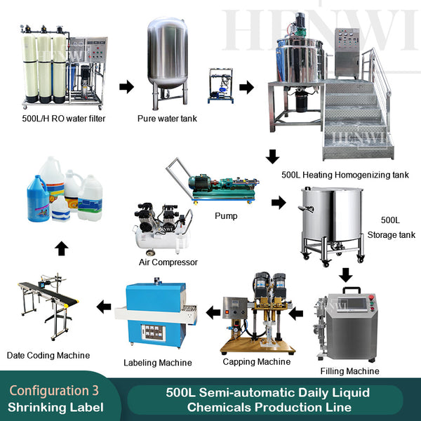 500L Semi-automatic Daily Liquid Chemicals Production Line