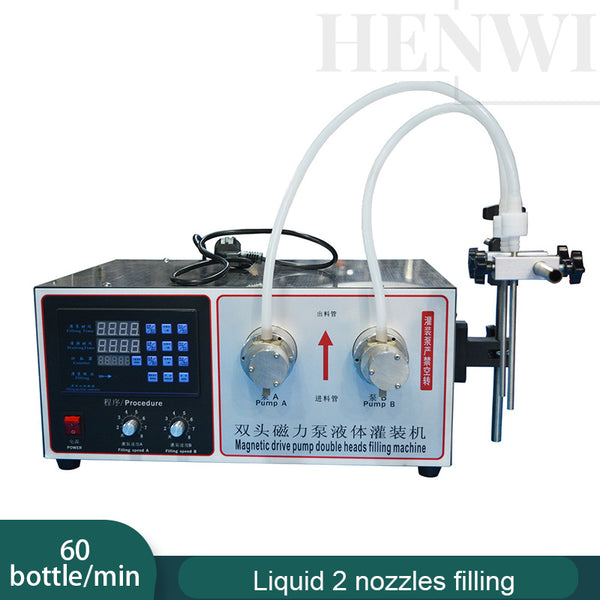 Semi-automatic 2 nozzles magnetic pump filling machine