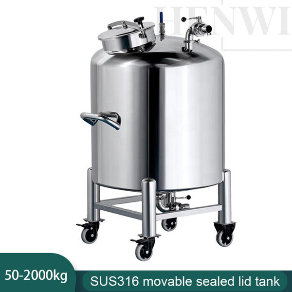 Stainless steel movable storage tank with sealed lid