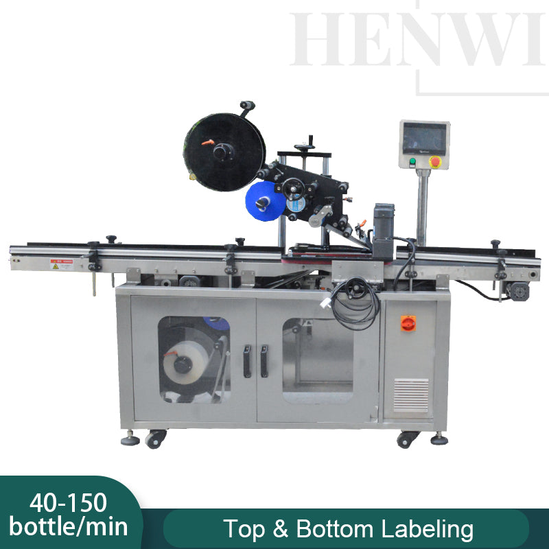 Top and bottom labeling machine