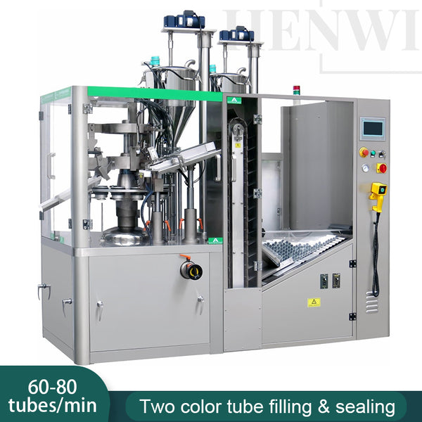 Two color tube filling and sealing machine